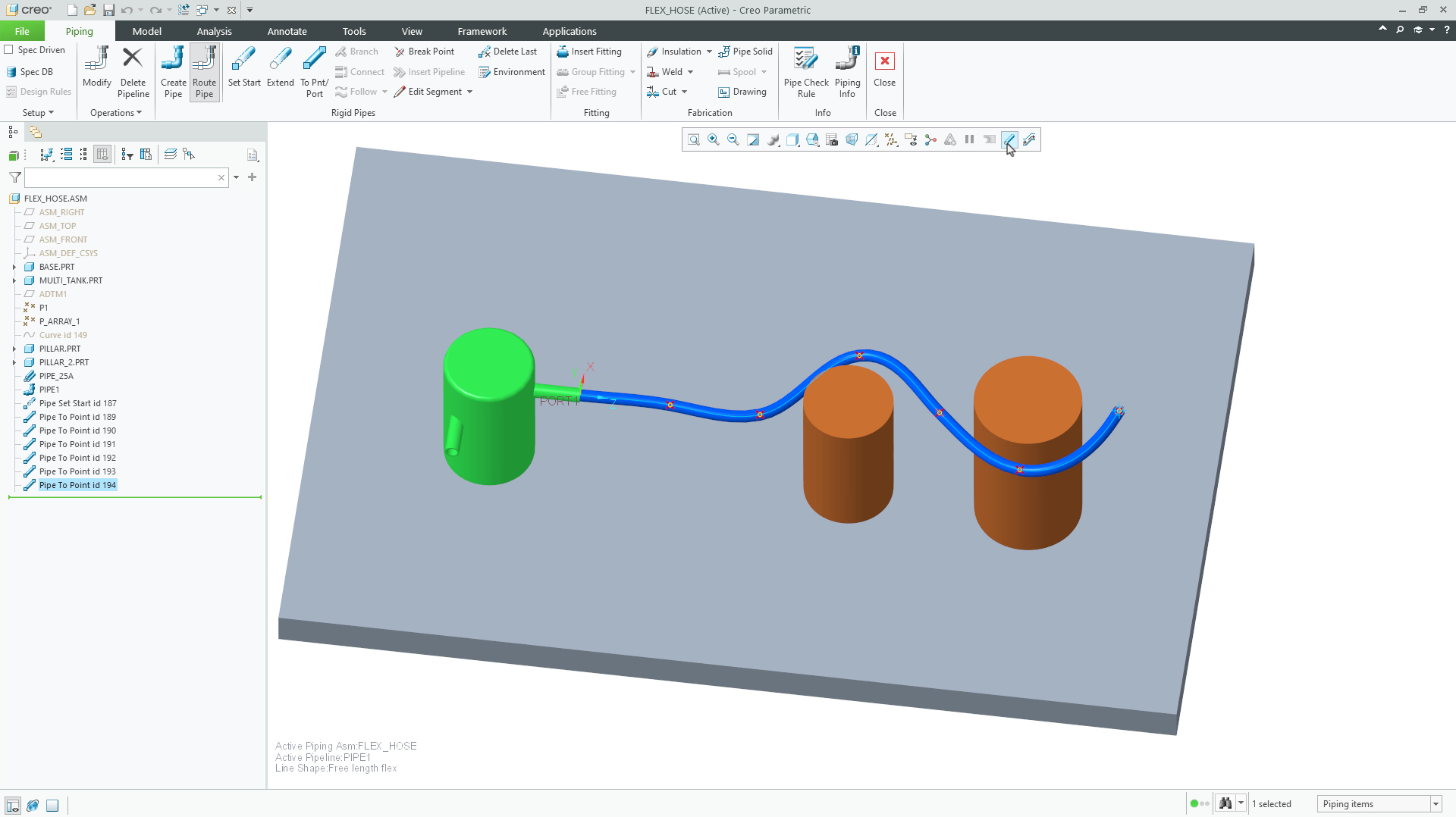 Route Flexible Hoses | tutorial | PTC Learning Connector