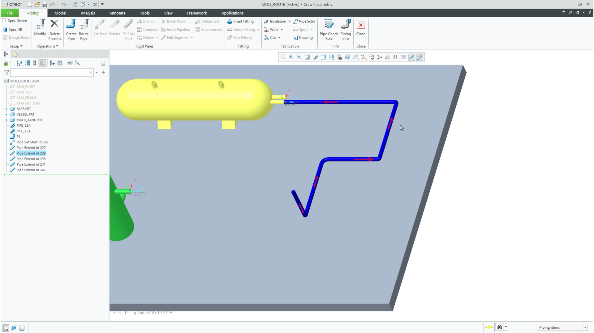Modify Pipeline Routing Options | tutorial | PTC Learning Connector