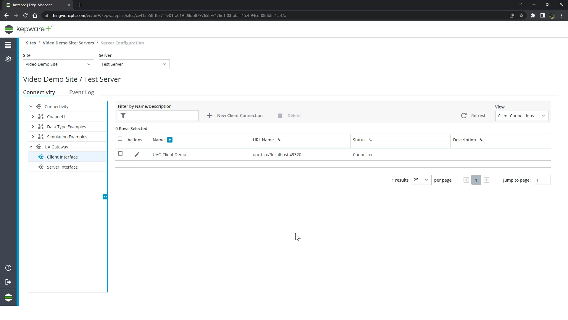 Getting Started with the UA Gateway | tutorial | PTC Learning Connector