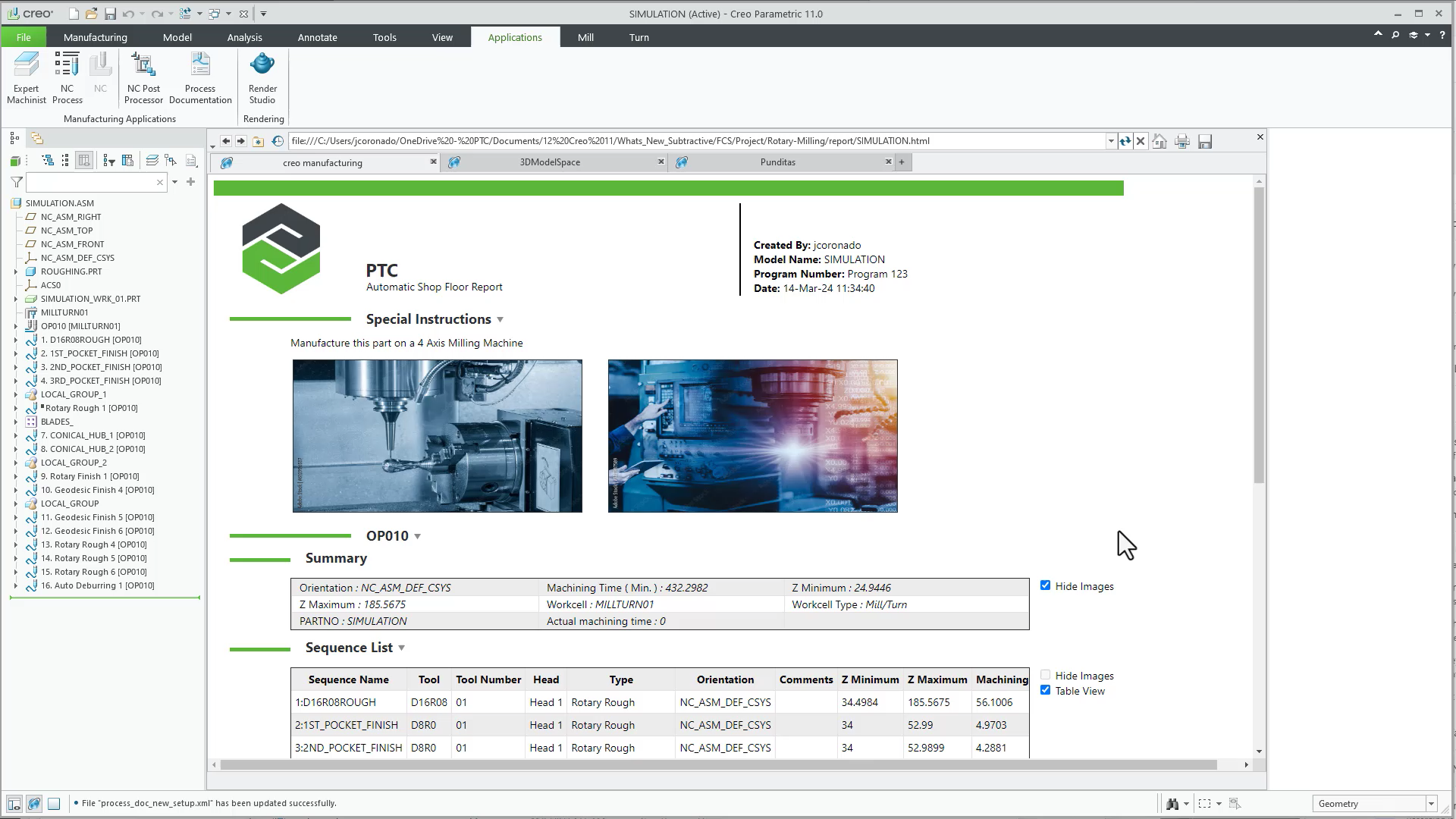 NC Process Report Improvements | tutorial | PTC Learning Connector