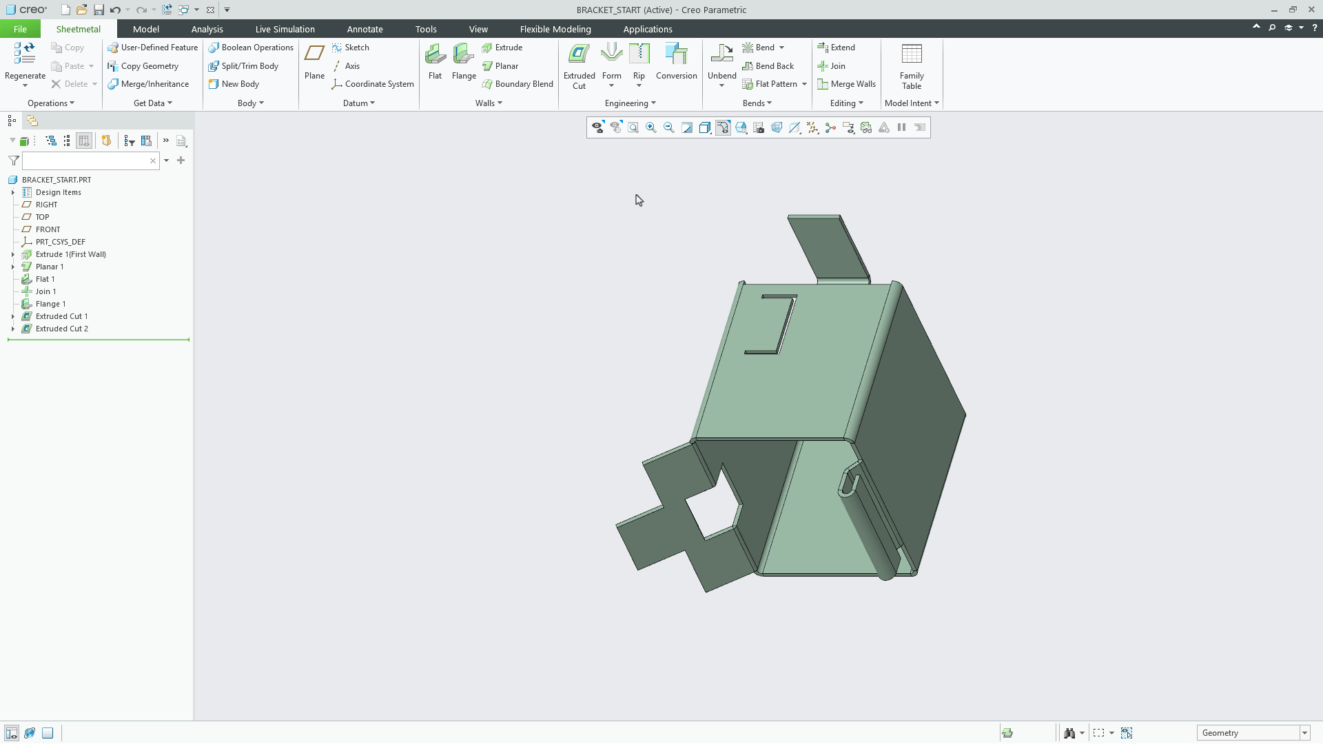 Create Cut Features | tutorial | PTC Learning Connector