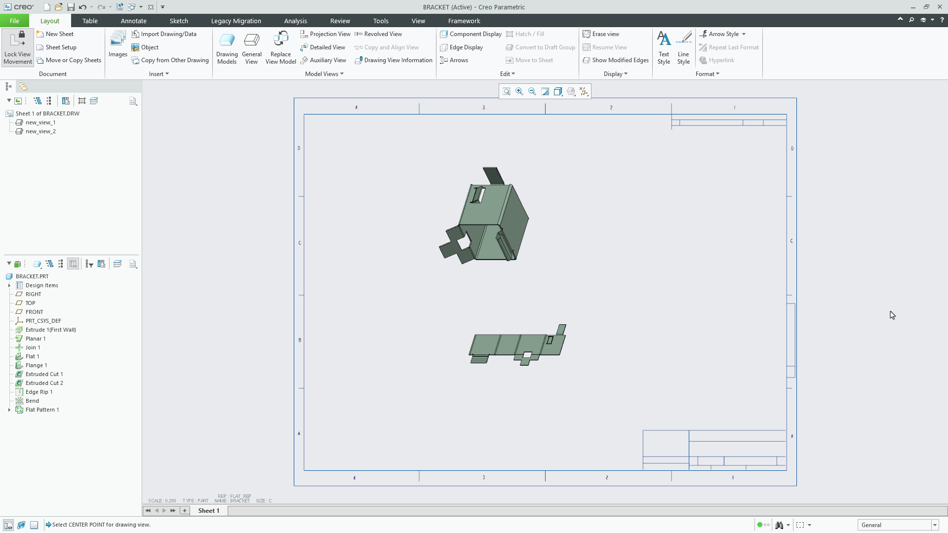 Create a 2D Detail Drawing of a Sheetmetal Part | tutorial | PTC ...