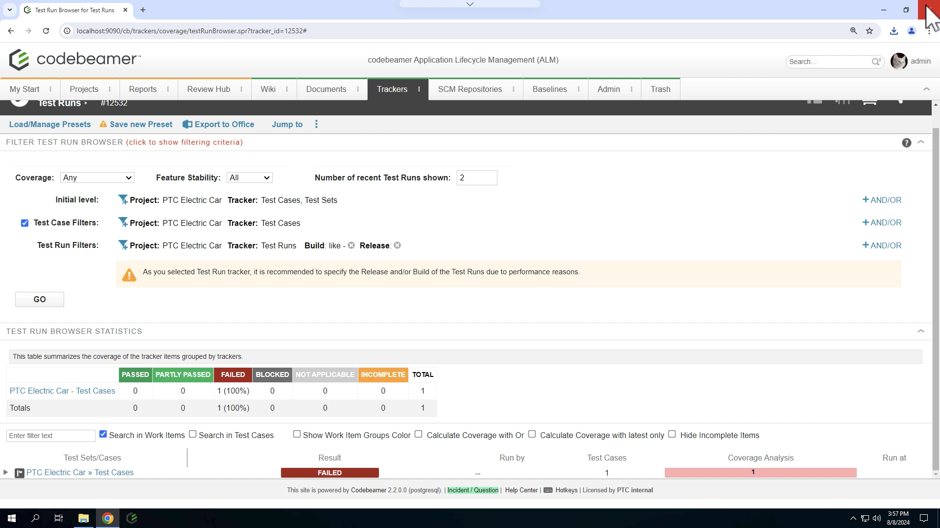 Explore the Test Coverage Browser | tutorial | PTC Learning Connector