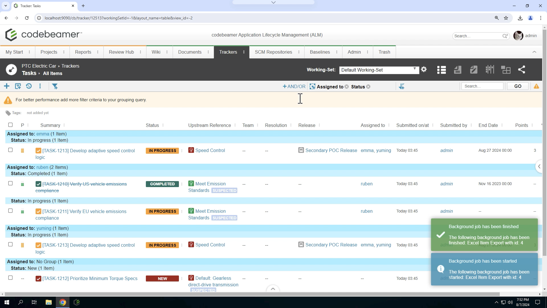 Filter Tasks and Export Results | tutorial | PTC Learning Connector