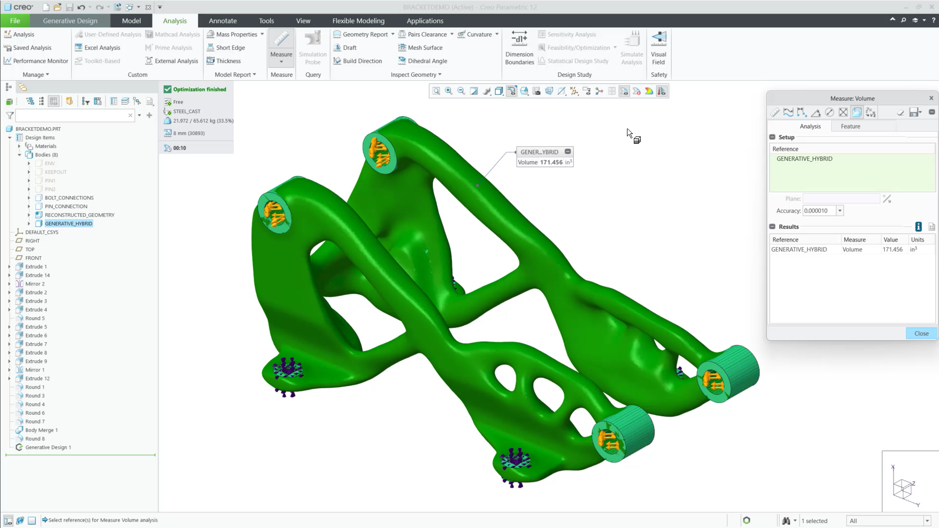 Analysis Tools Support Hybrid Bodies | tutorial | PTC Learning Connector