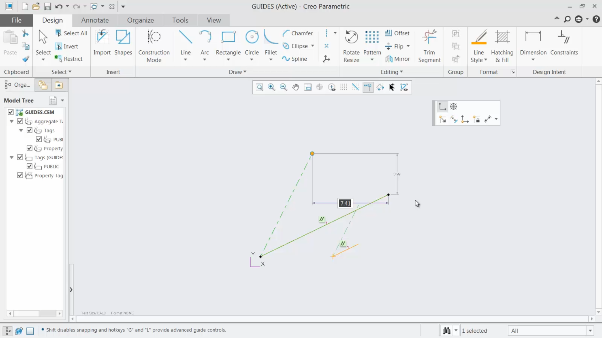 Sketching Using Guides | tutorial | PTC Learning Connector