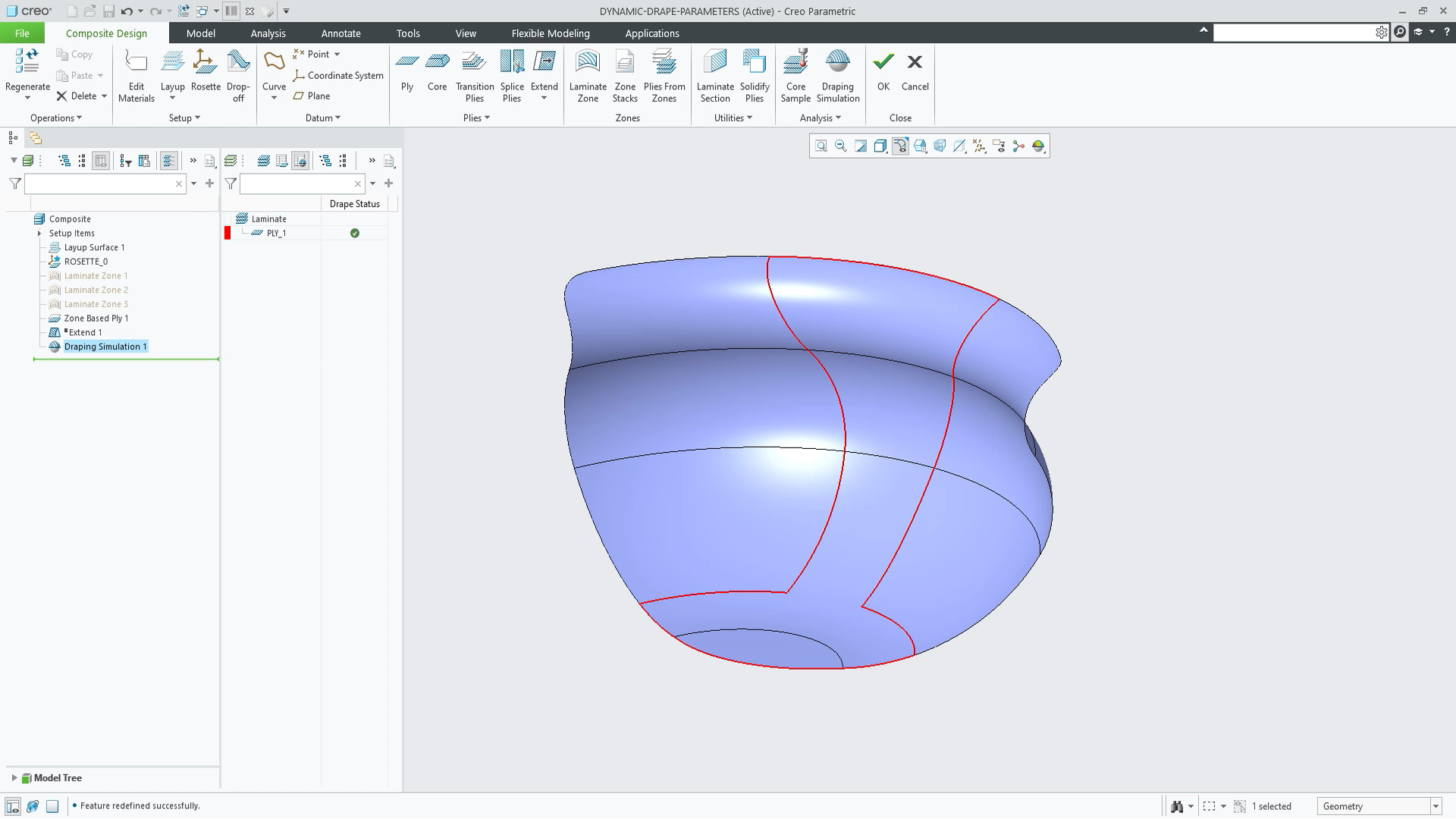 Dynamic Draping Parameters | tutorial | PTC Learning Connector