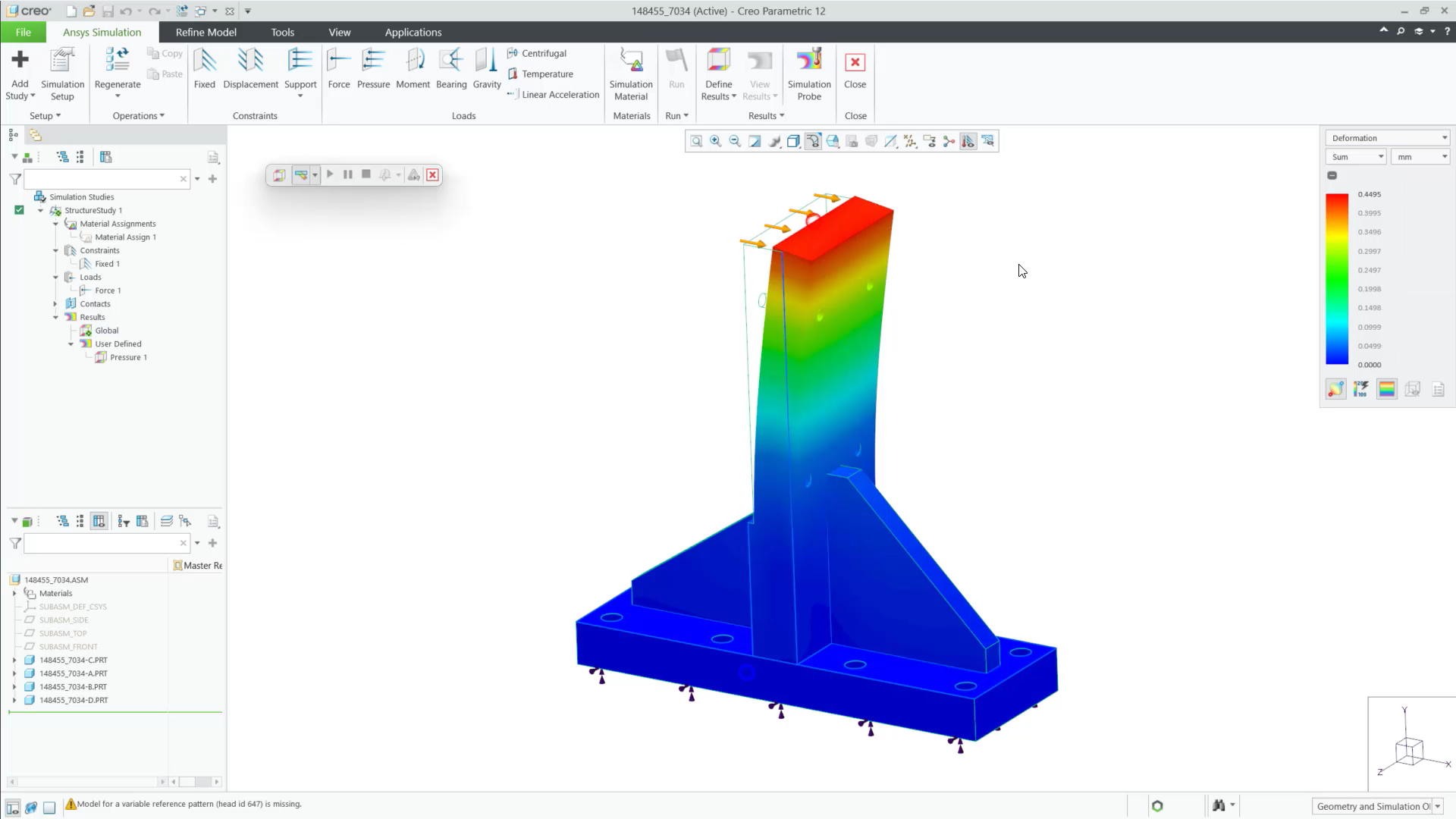 Creo Ansys Global Results Tutorial Ptc Learning Connector
