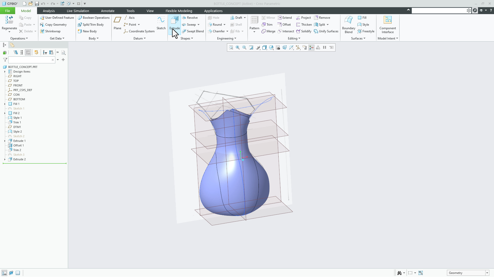 Combine Technical Surface Features | tutorial | PTC Learning Connector