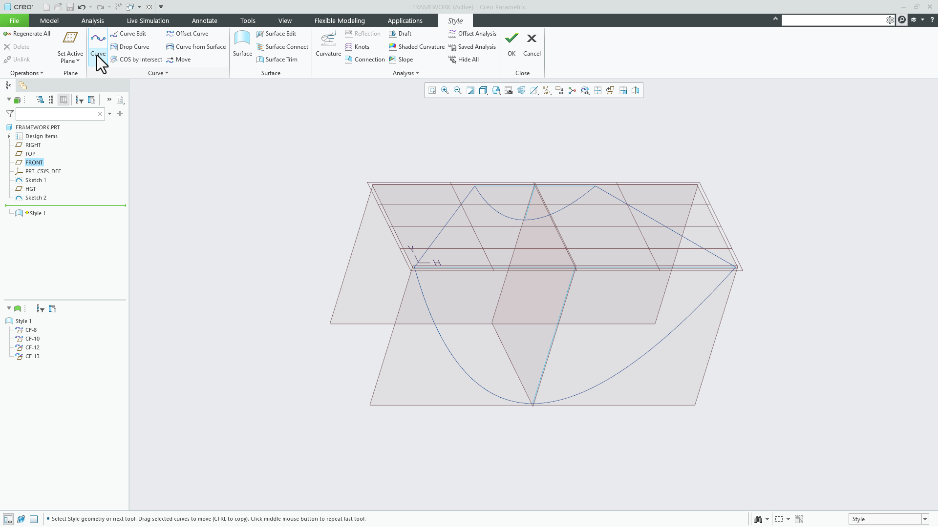 Create a Free Curve | tutorial | PTC Learning Connector