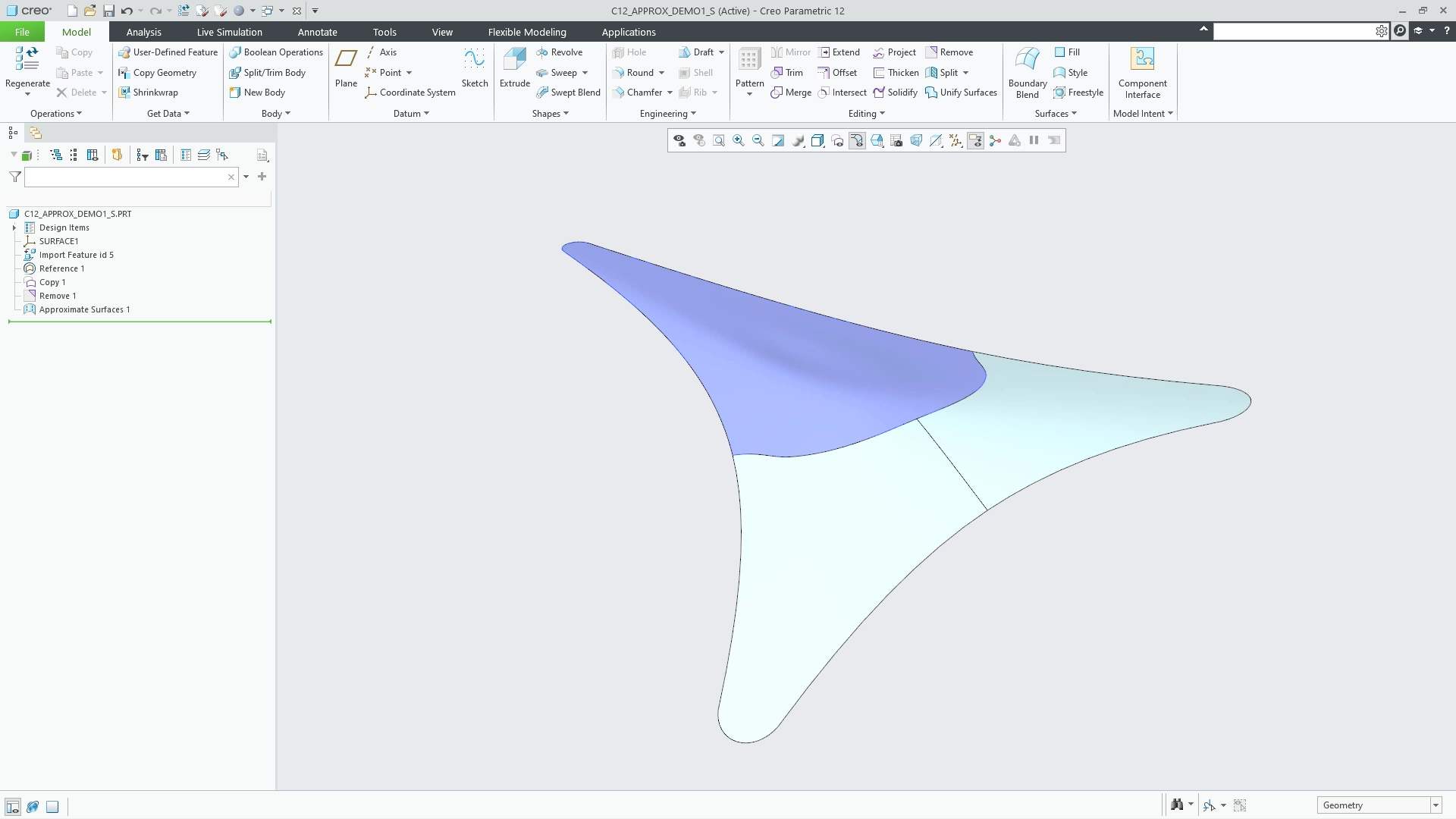 New Approximate Surface Feature | tutorial | PTC Learning Connector
