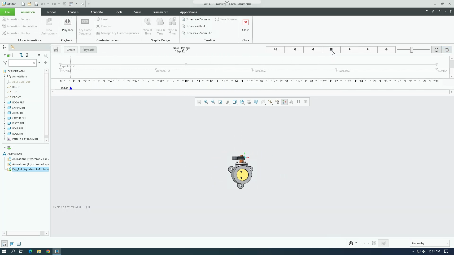 Explode and Rotate | tutorial | PTC Learning Connector