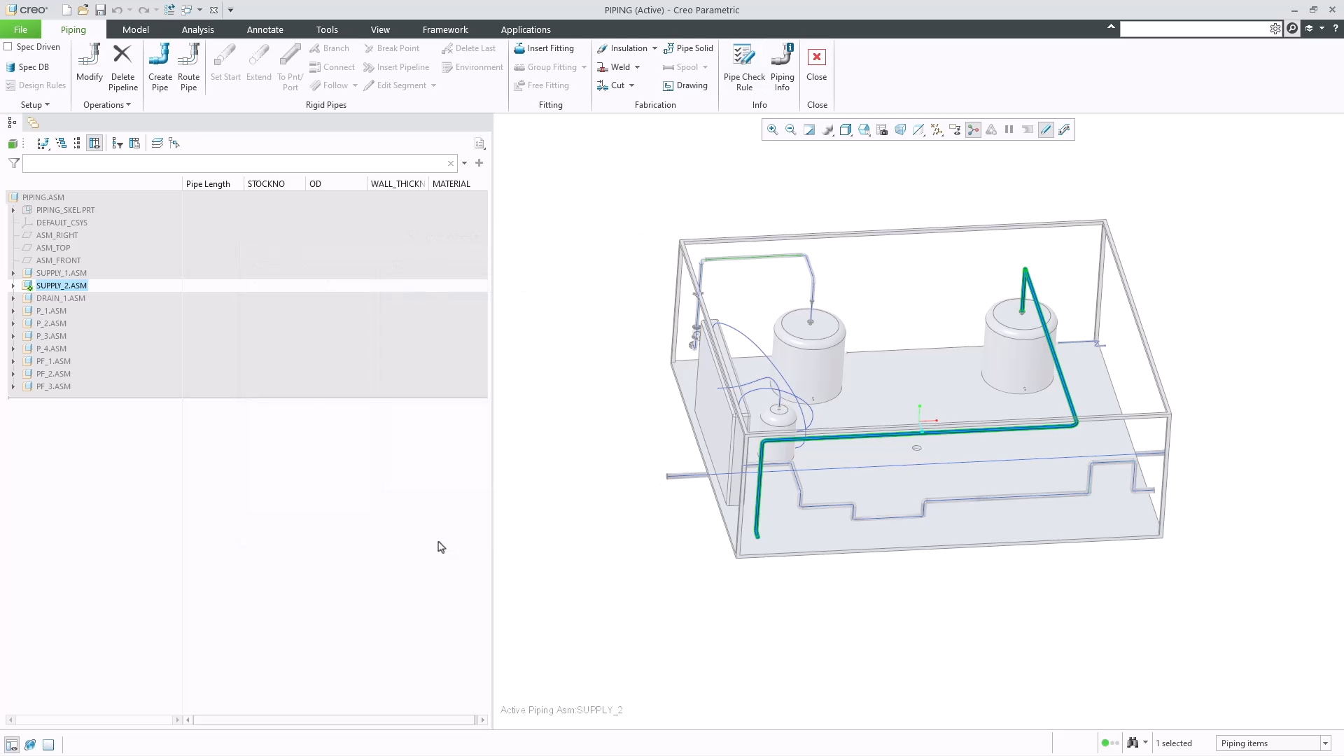 View Piping Information | tutorial | PTC Learning Connector