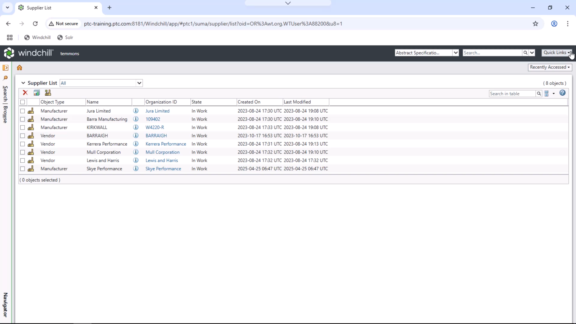 Create a New Supplier | tutorial | PTC Learning Connector