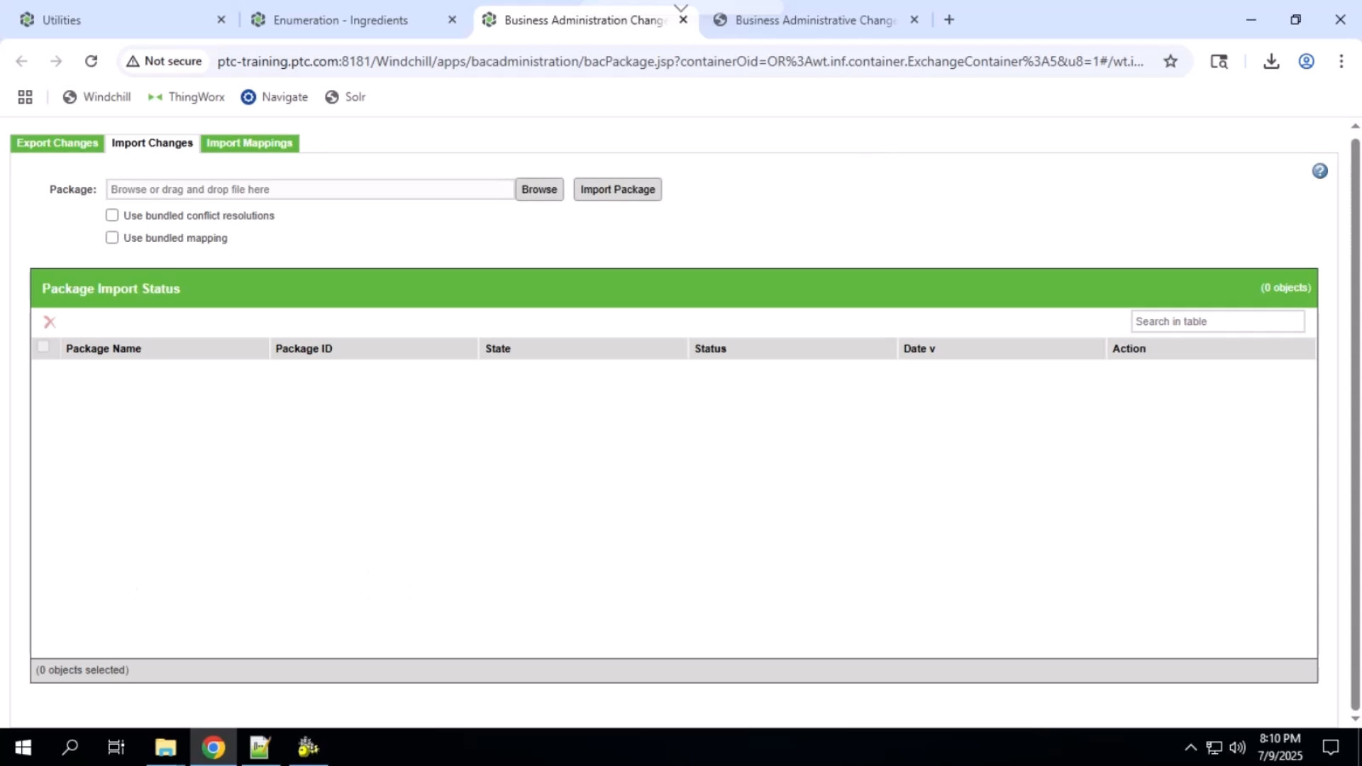 Import Objects Using the BAC Utility | tutorial | PTC Learning Connector