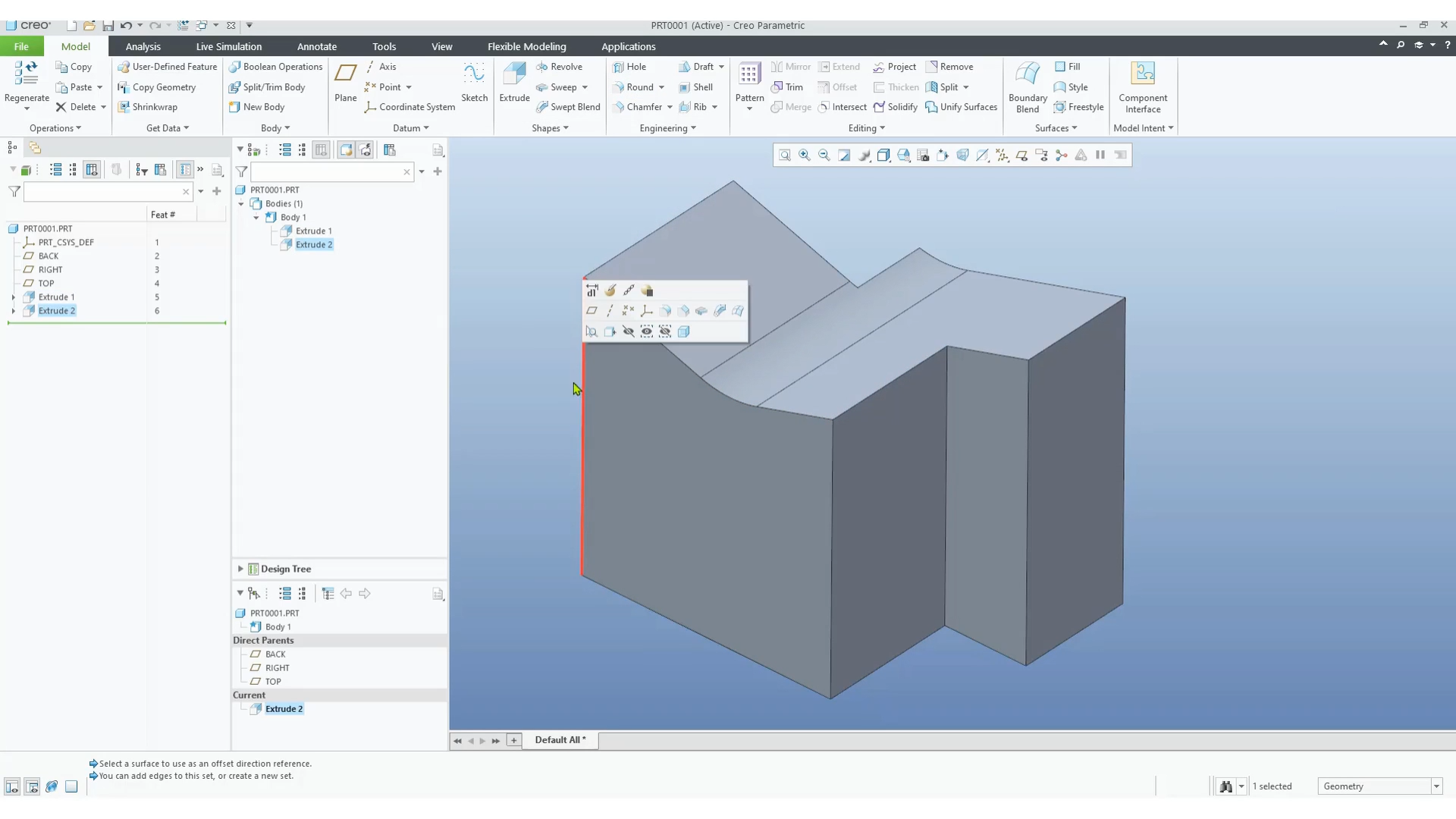 Edge and Surface Selection | tutorial | PTC Learning Connector
