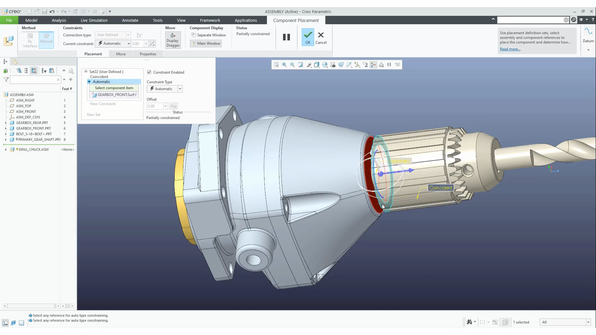 Assembling Components Using Constraints | tutorial | PTC Learning Connector
