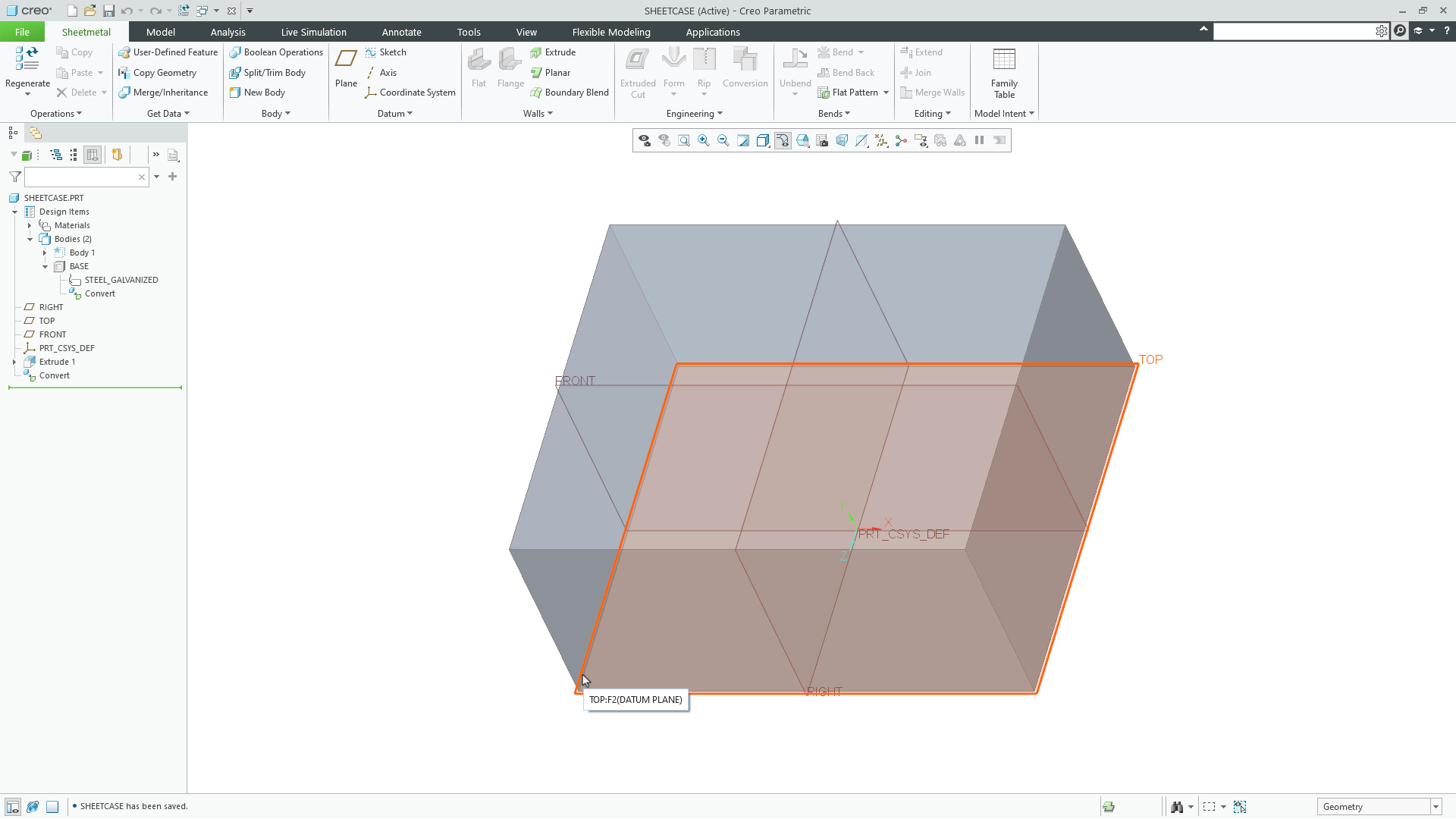 Create Multibody Sheetmetal Parts | tutorial | PTC Learning Connector