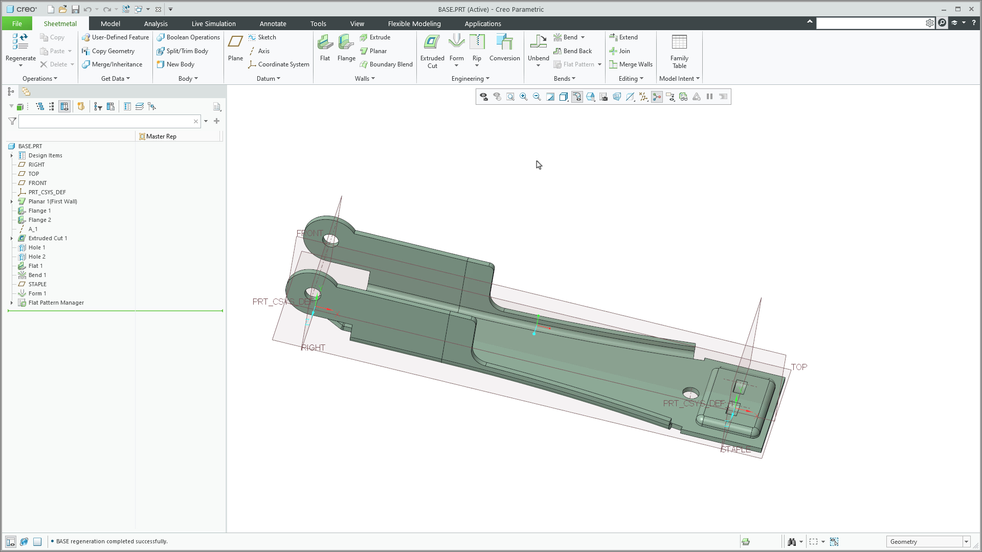 Objective 2 Create the Handle | tutorial | PTC Learning Connector
