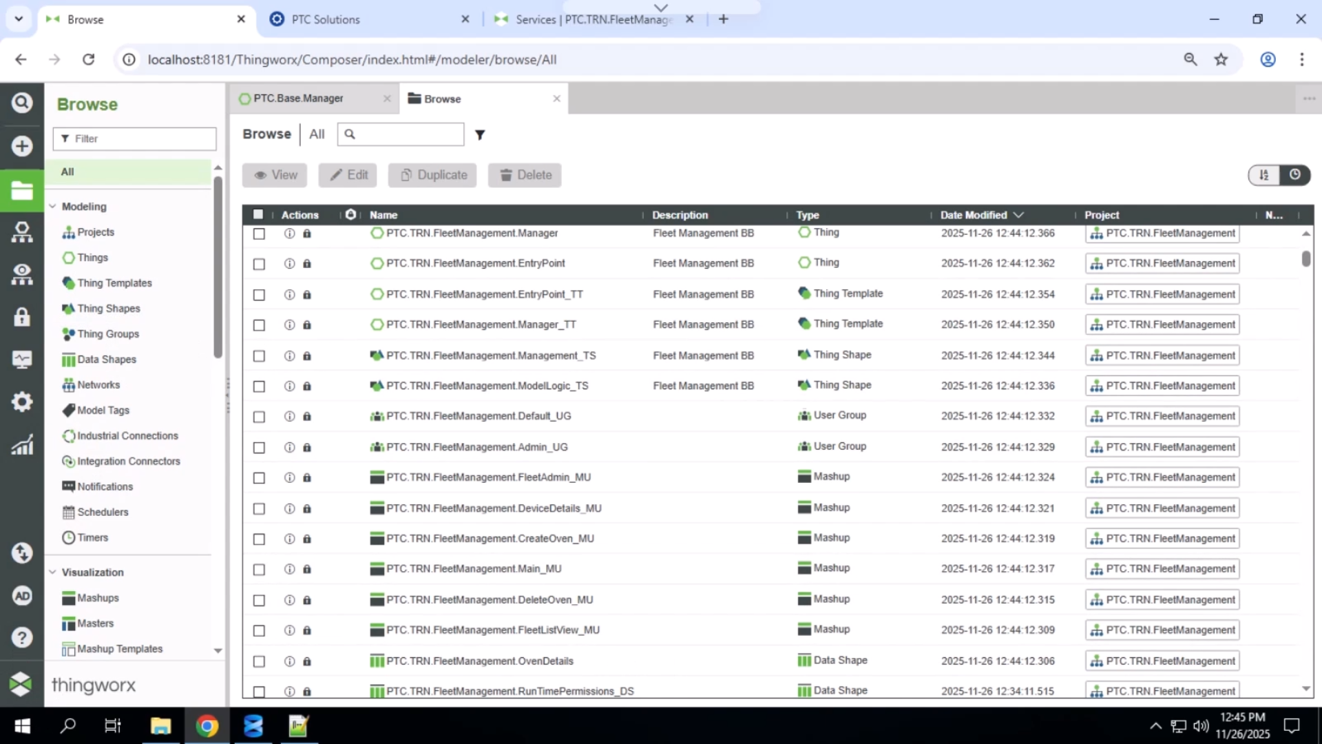 Import Fleet Management Implementation | tutorial | PTC Learning Connector