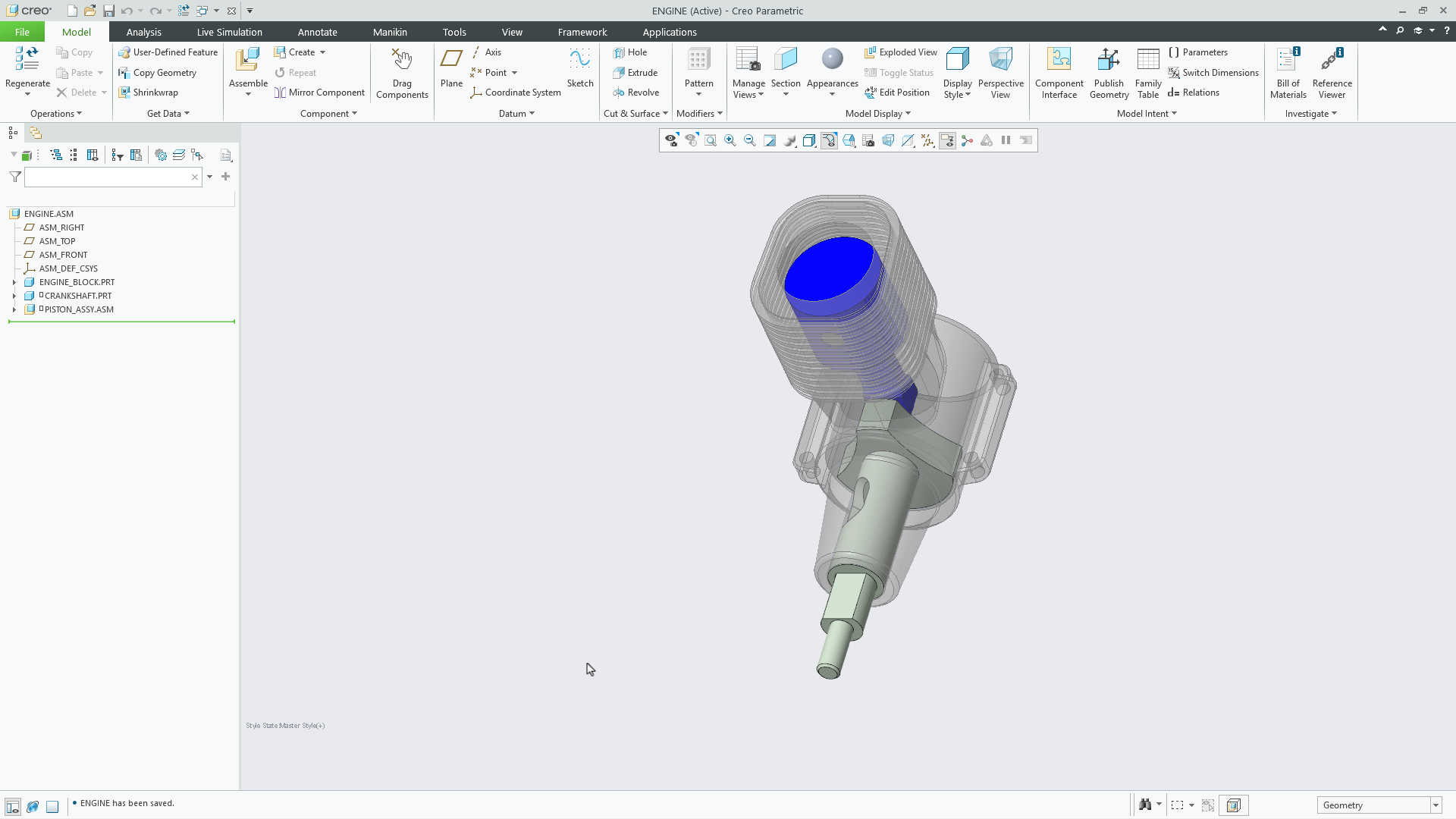 Objective 7 Assemble Engine | tutorial | PTC Learning Connector