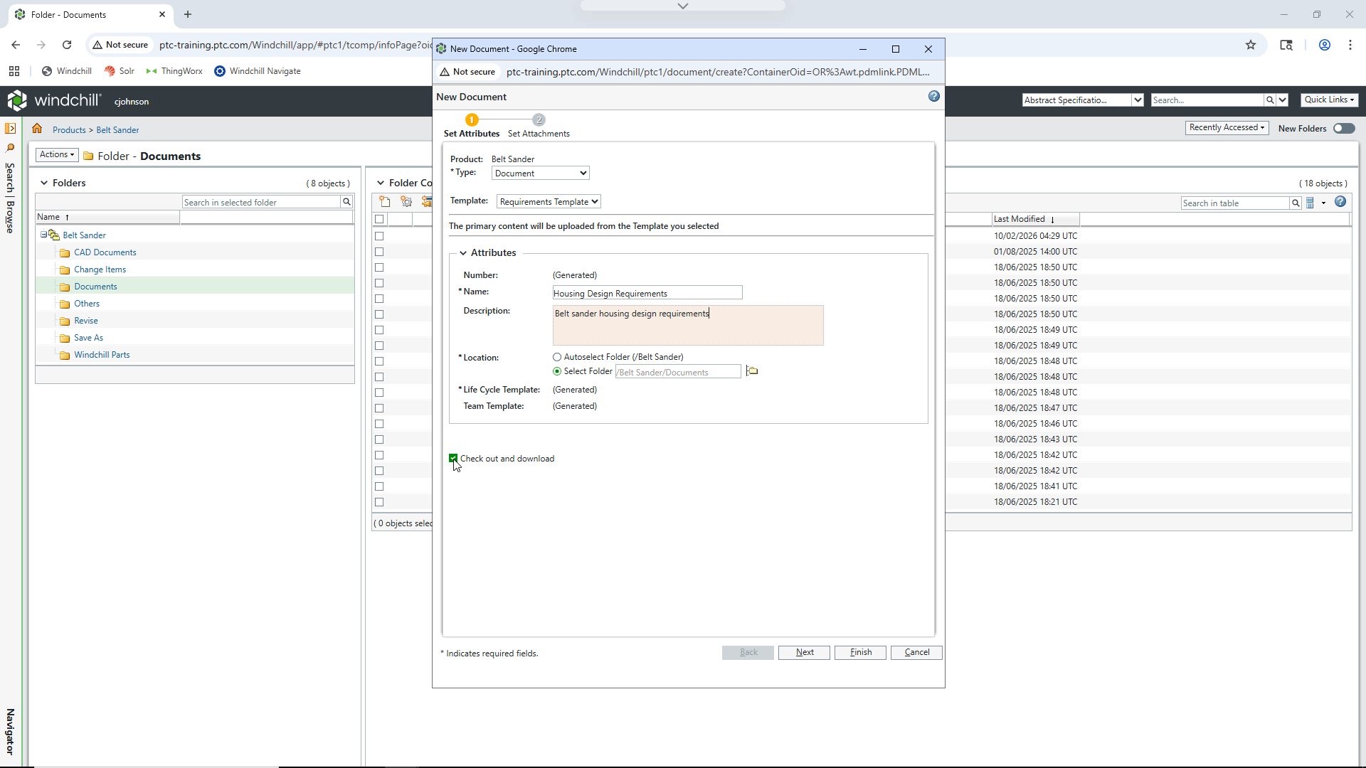 Create Document | tutorial | PTC Learning Connector