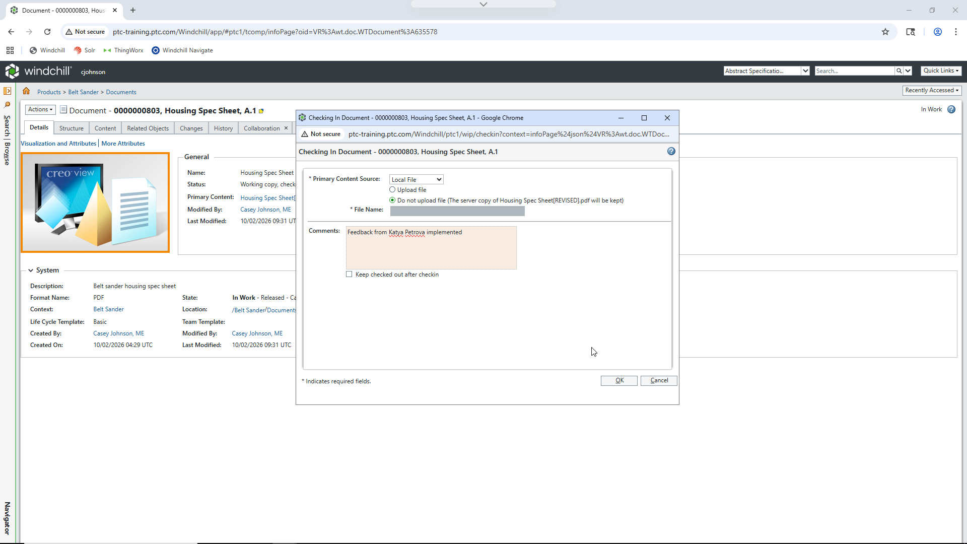 Modify a Document | tutorial | PTC Learning Connector