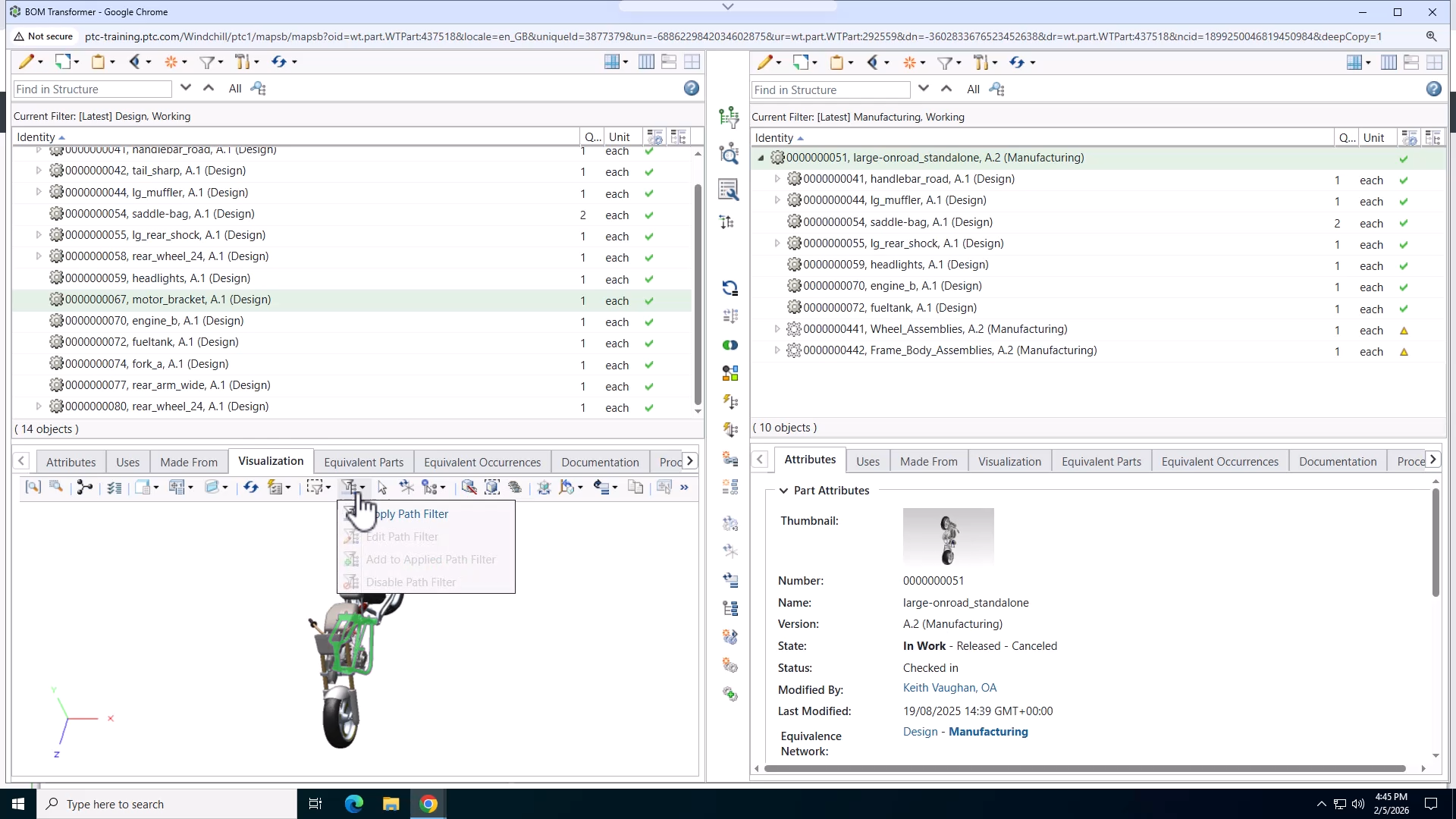 View the product structure | tutorial | PTC Learning Connector