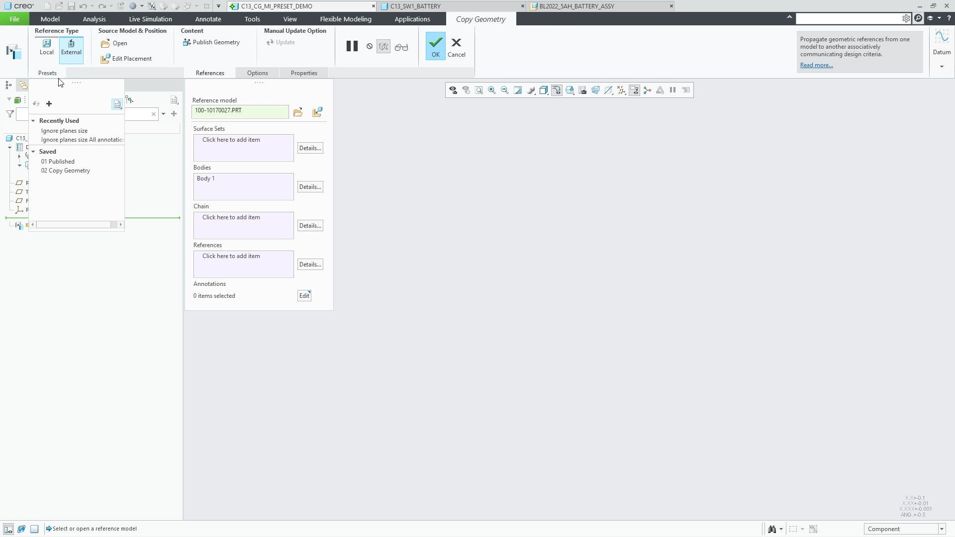 Assembly Feature Presets for Data Sharing Features | tutorial | PTC ...