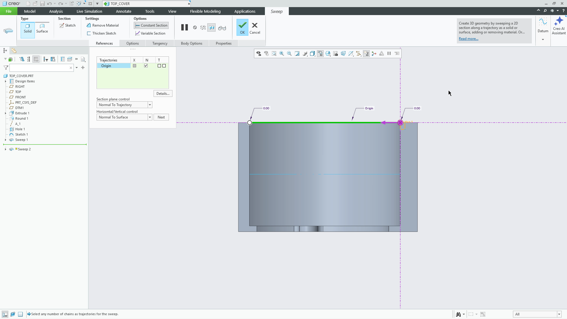 Sweep Feature | Tutorial | PTC Learning Connector